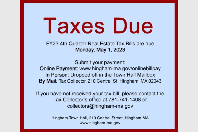 Notice that Tax Bills are due November 1, 2022