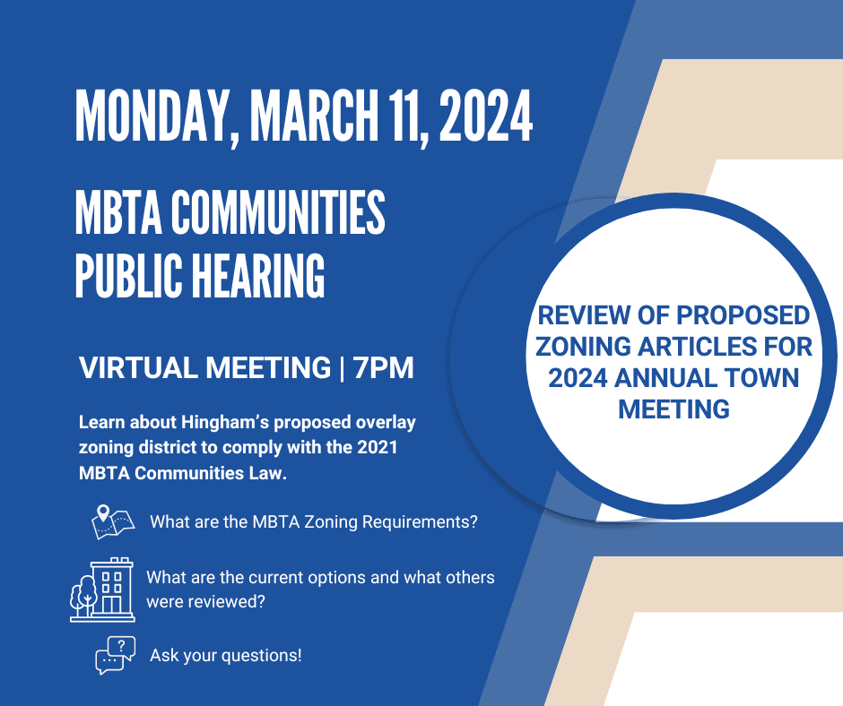 Notice of MBTA Communities Public Hearing March 11 via Zoom