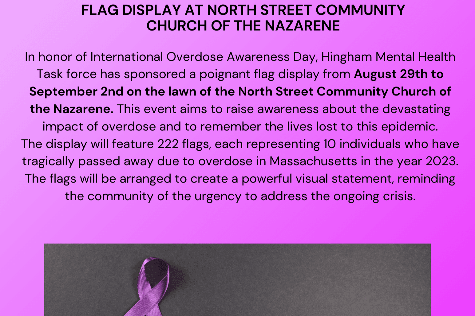 International Overdose Awareness Day Flag Display Notice