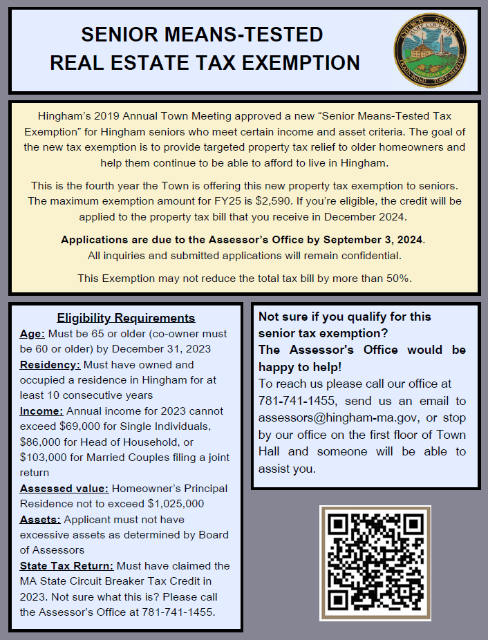 Senior Means Tested Real Estate Tax Exemption Flyer