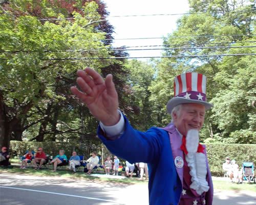 Uncle Sam in the Hingham July 4th Parade - Photo courtesy of Laura Sinclair