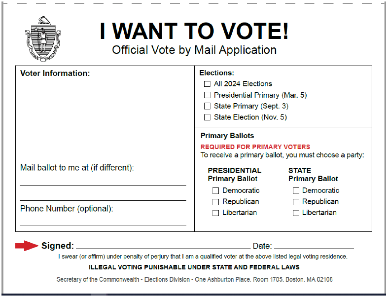 Vote by Mail Application Unenrolled